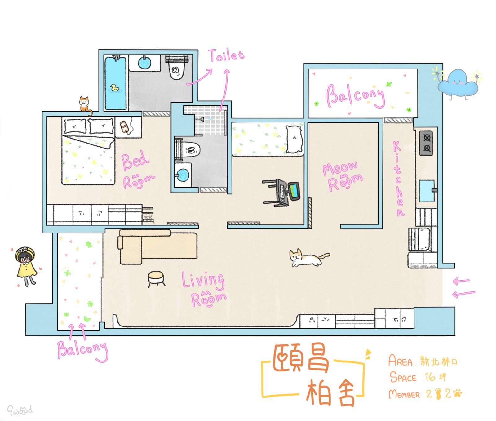 柏舍 手繪平面圖